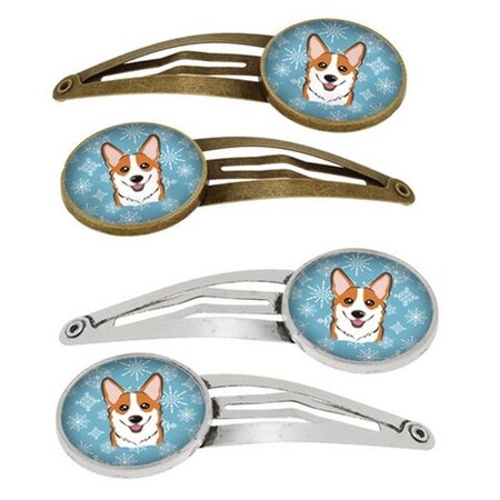 Carolines Treasures Carolines Treasures BB1688HCS4 Snowflake Red Corgi Barrettes Hair Clips; Set of 4 BB1688HCS4